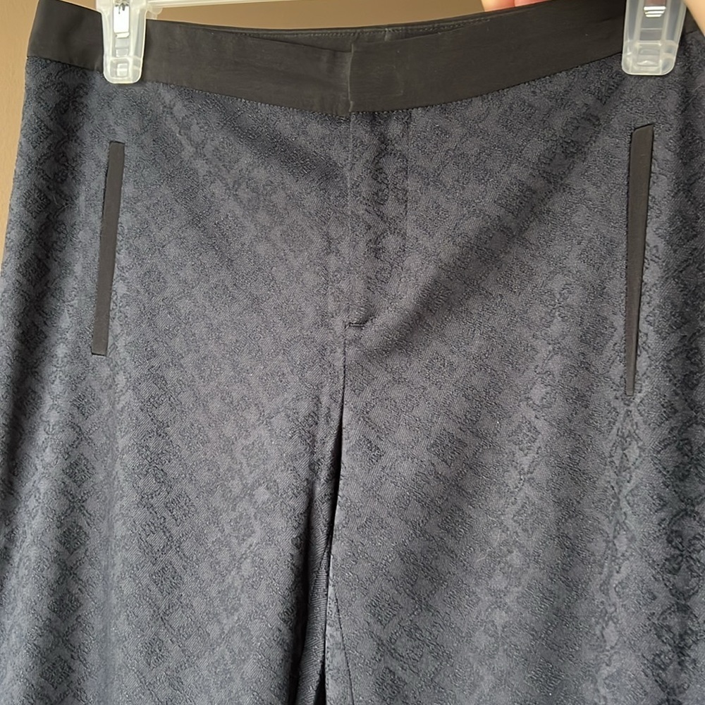 CLUB MONACO Midnight Blue & Black Silk Trim Jacquard Straight Leg Pant Size 2